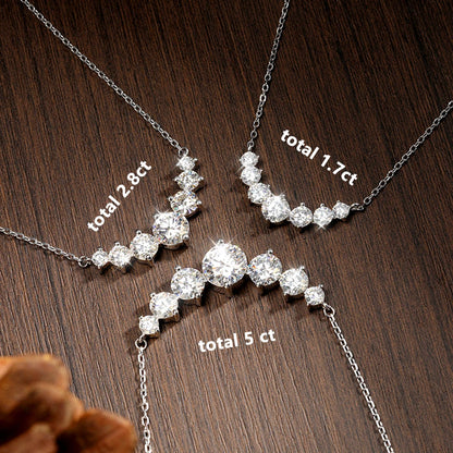 Moissanite Necklace – 925 Sterling Silver, 18K White Gold Plated