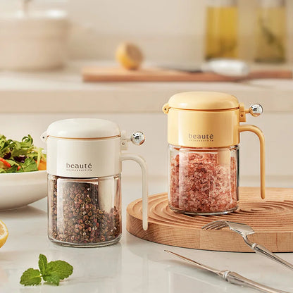 Durable glass seasoning containers with airtight lids for freshness