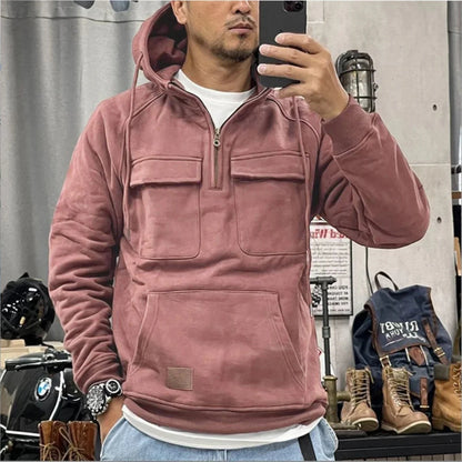 Men’s thick outdoor hooded sweatshirt with pockets