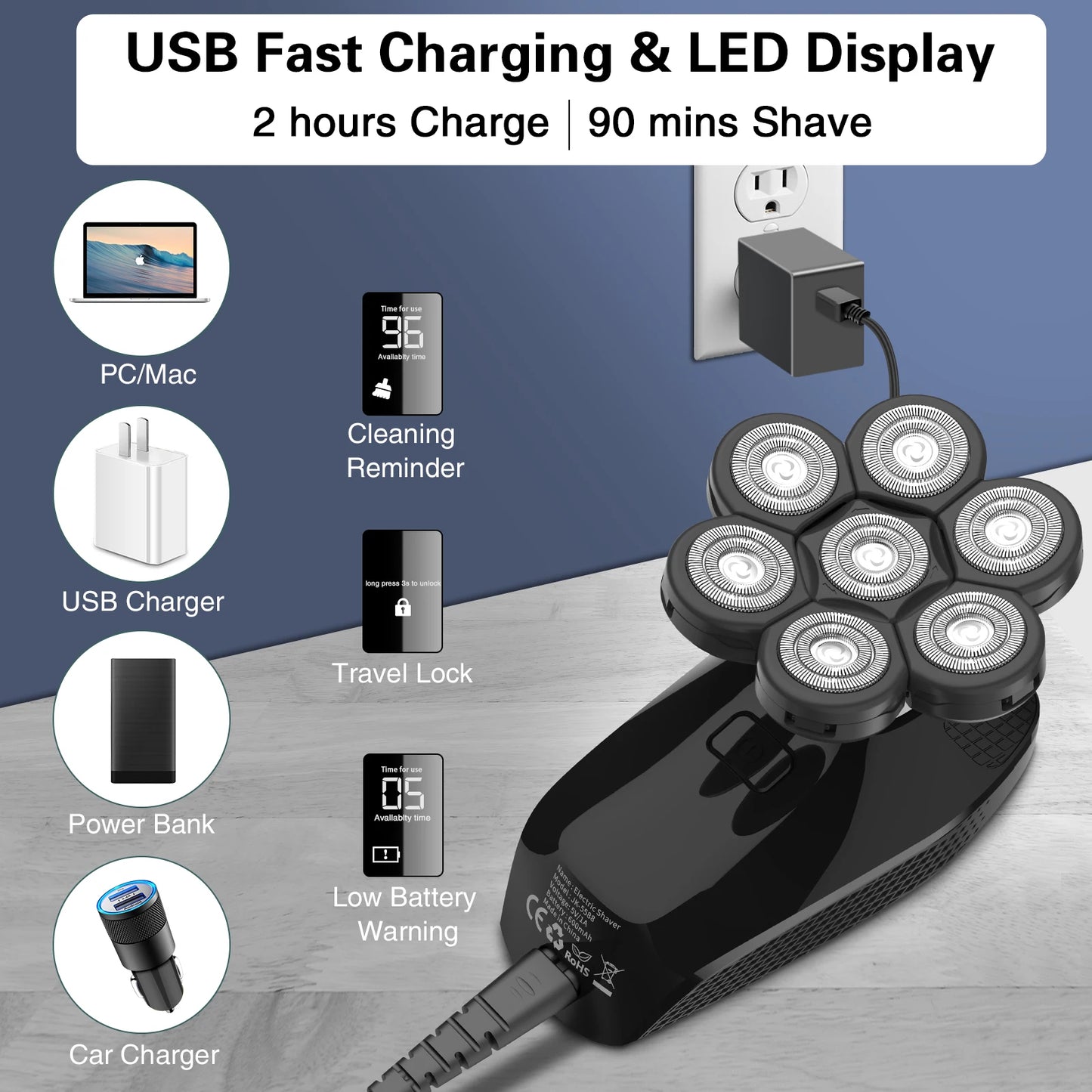 5-in-1 electric shaver with 7D floating head—smooth and easy