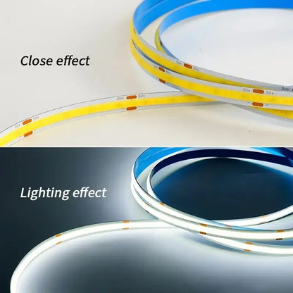 Flexible LED COB strip with touch dimmer—perfect for DIY lighting