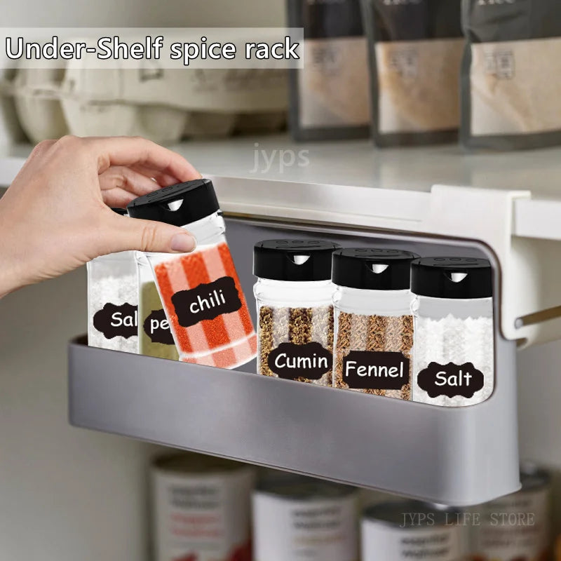 Space-saving spice storage rack for kitchen