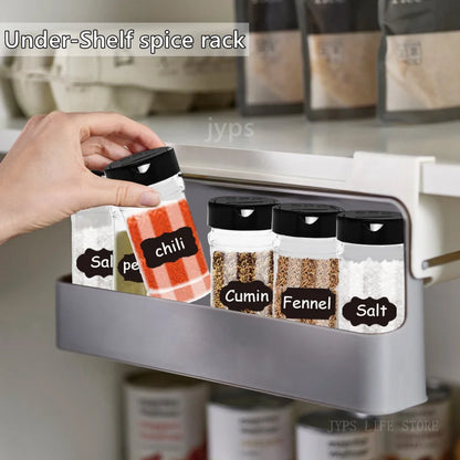 Space-saving spice storage rack for kitchen