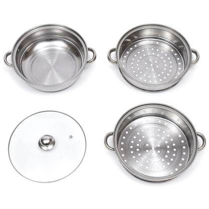 28cm 3-tier stainless steel food steamer for vegetables and large pots