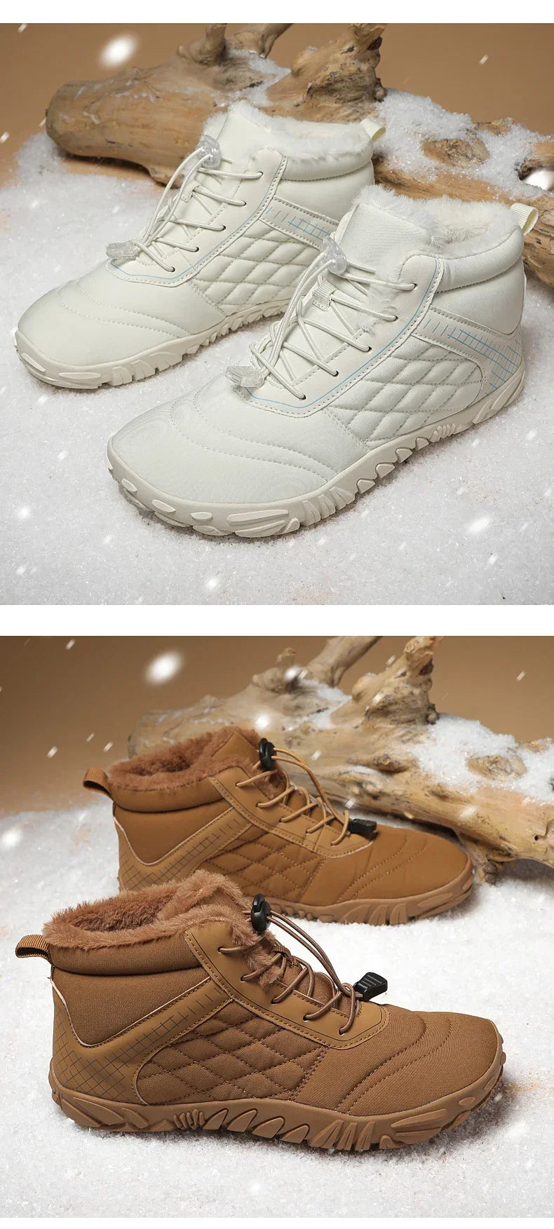 Winter Snow Boots – Warm Fur Lined, Non-Slip Barefoot Style