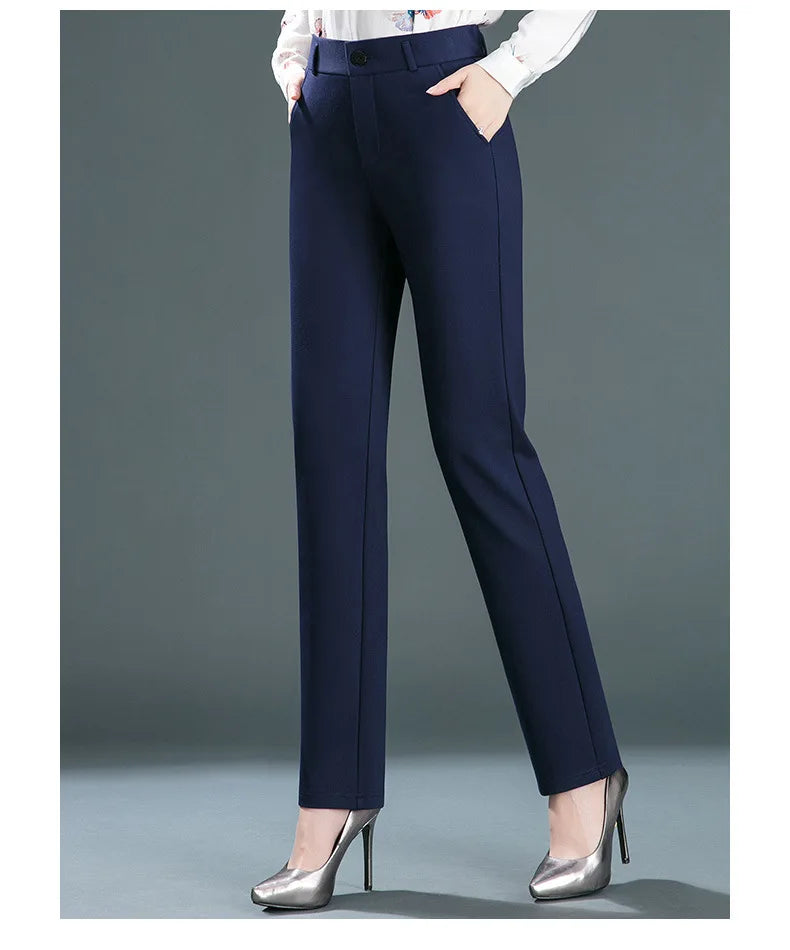 Women’s high-waist stretch casual trousers
