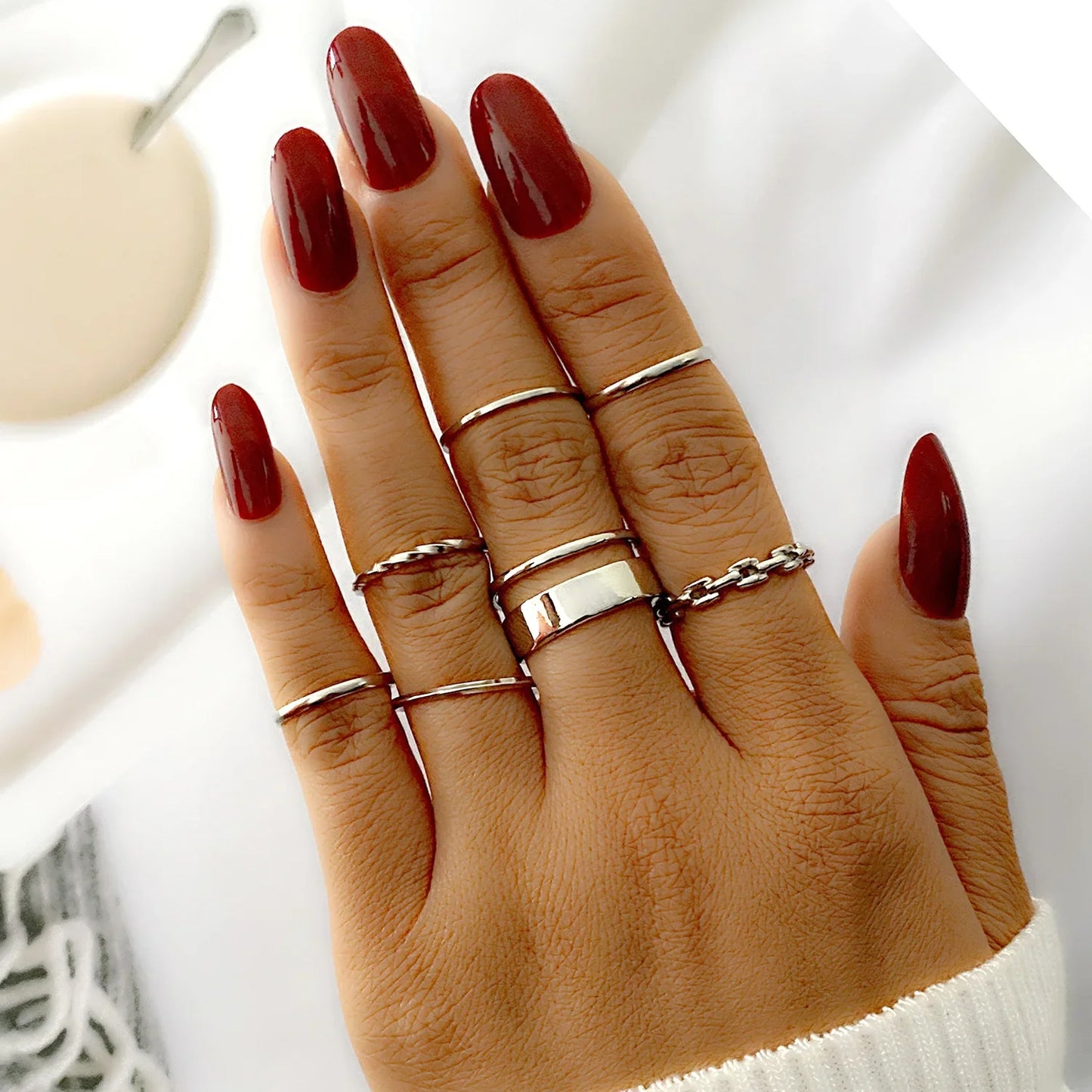 Chic Geometric Ring Set – 11PCS Trendy Party Jewelry