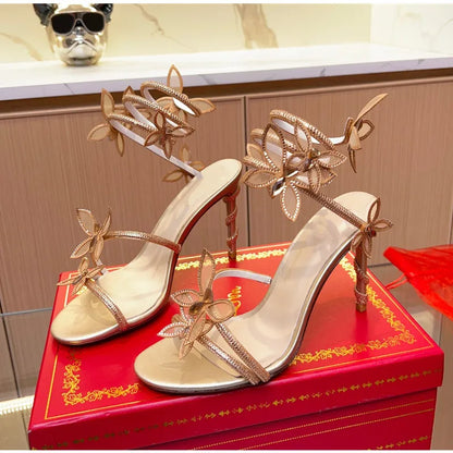 Crystal Butterfly Sandals – Sexy High Heel Gladiator Style