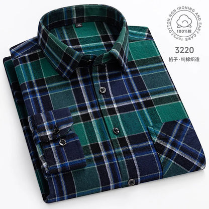Ultra-soft 100% cotton flannel shirt, up to 11XL, cozy and stylish