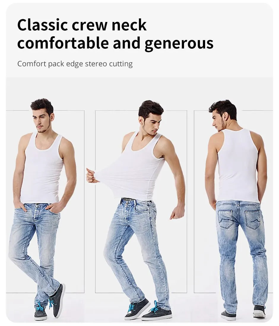 Men’s cotton sports skinny vest, 1/3/5 pack
