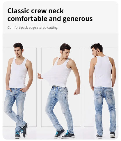 Men’s cotton sports skinny vest, 1/3/5 pack