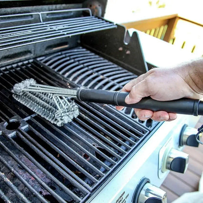 BBQ grill cleaning brush with stainless steel bristles