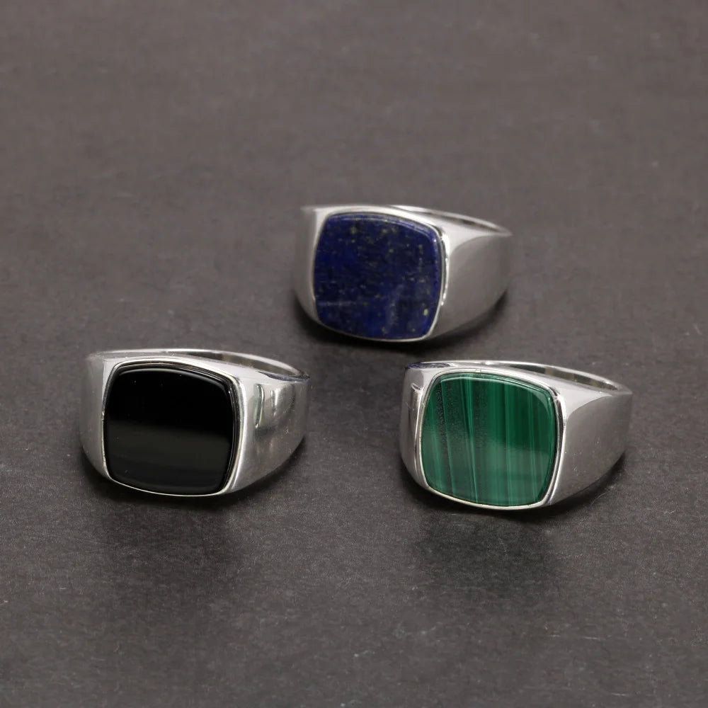 925 sterling silver men’s ring with premium natural stone