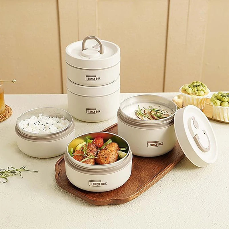 Portable insulated lunch box with 3 stackable containers
