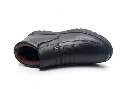 Men’s Waterproof Leather Shoes – High Top, Warm Winter Slip-On