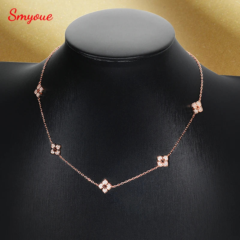 Floral Moissanite Choker – 925 Silver, Elegant Neck Chain