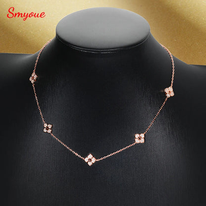 Floral Moissanite Choker – 925 Silver, Elegant Neck Chain