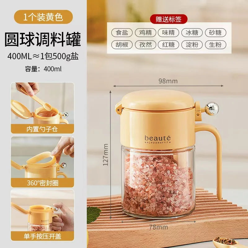 Durable glass seasoning containers with airtight lids for freshness