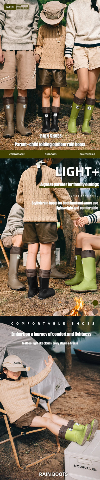 Non-slip fleece-lined rain boots for men & women