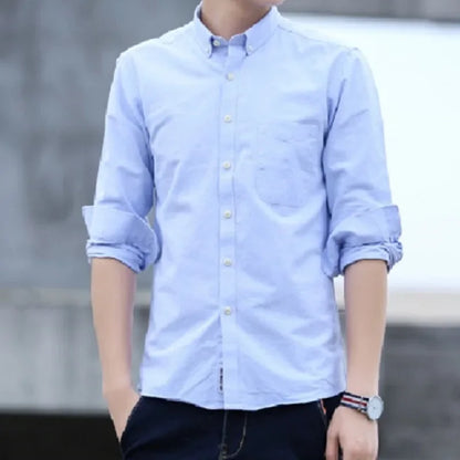 Men’s 100% cotton plaid shirt, stylish slim design for office or casual