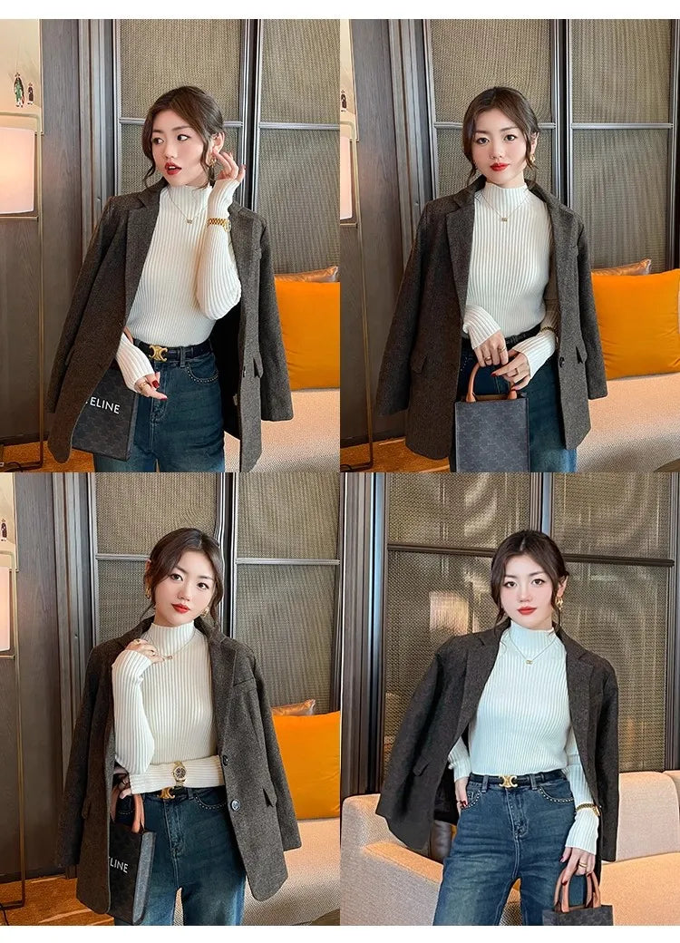 Women’s turtleneck long-sleeve pullover sweater