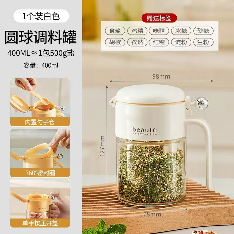 Durable glass seasoning containers with airtight lids for freshness