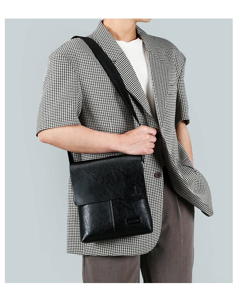 Durable premium leather side bag for men