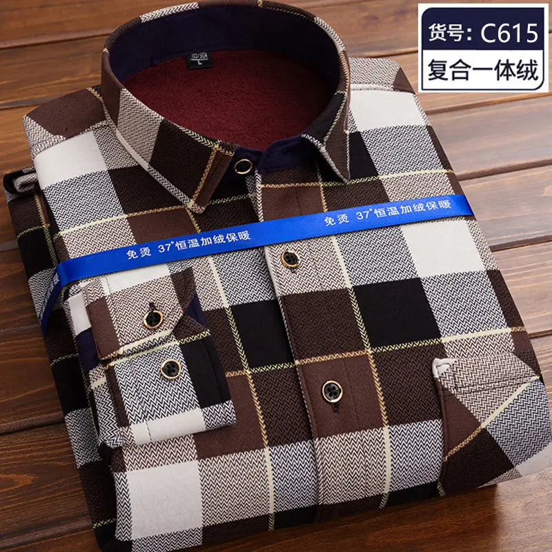 Men’s winter plaid shirt—soft, thick, and ideal for cold weather