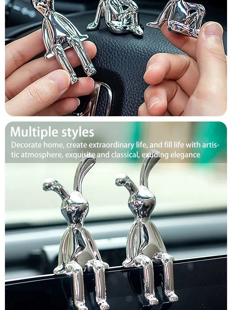 Adorable double rabbit ornaments for tabletop or shelf display