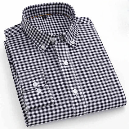 Premium 100% cotton Korean plaid shirt—slim fit, stylish, and comfortable