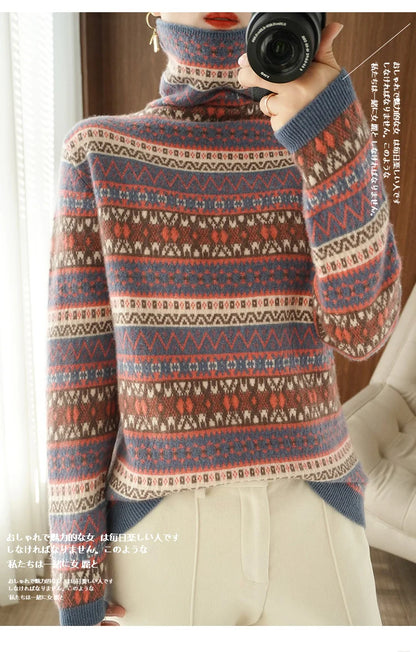 Women’s 100% wool cashmere high-neck sweater