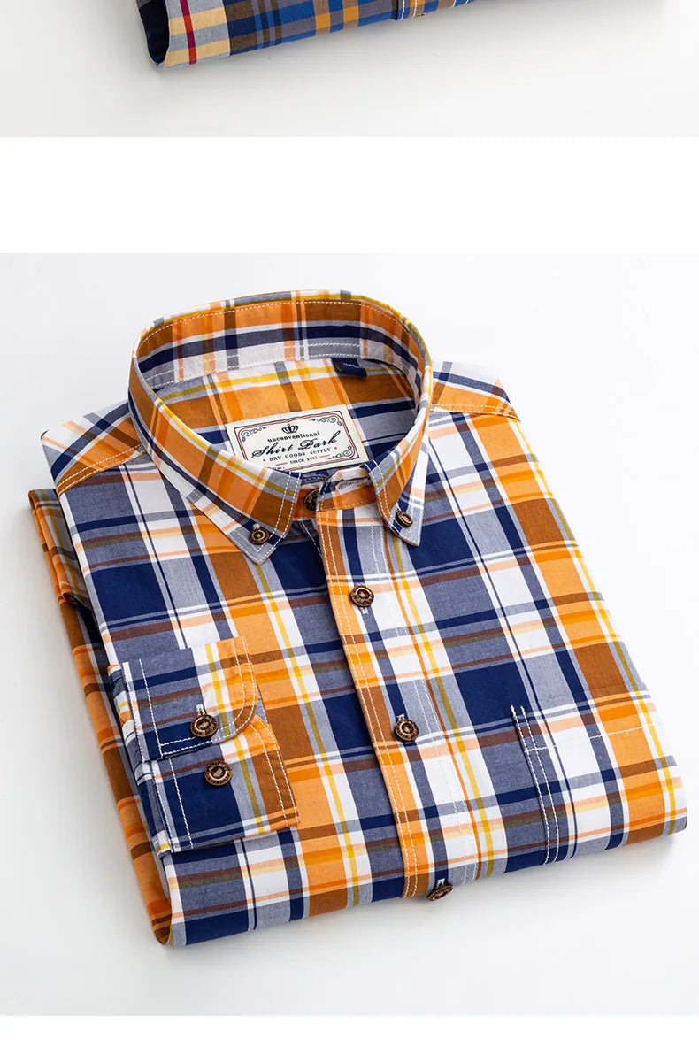 Premium cotton plaid shirt for men—clean, trendy, and comfortable