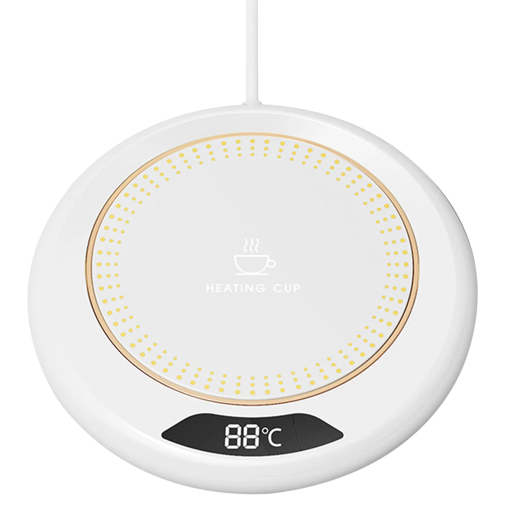 Compact USB beverage warmer with three temperature levels—perfect for hot drinks at your desk