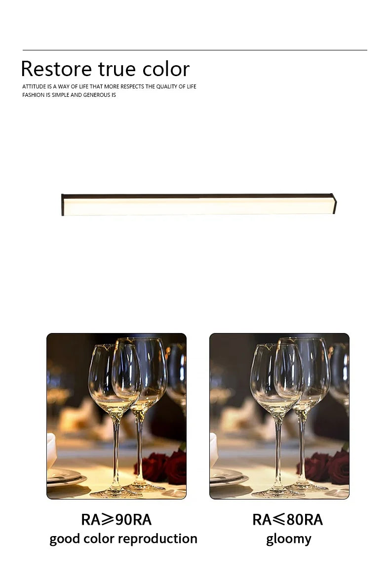 Weatherproof modern LED wall sconce for outdoor spaces, IP65, long-strip style