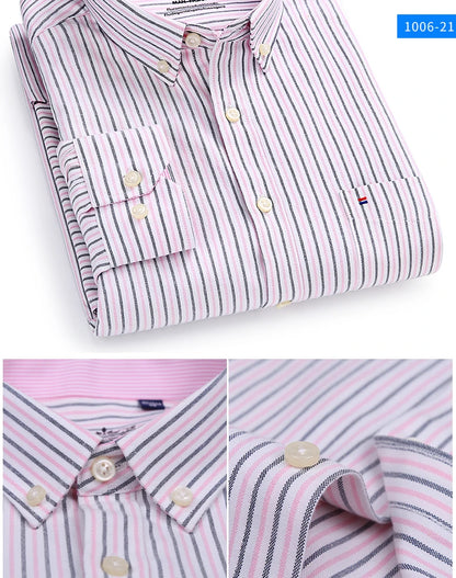 Men’s 100% cotton plaid shirt, stylish slim design for office or casual