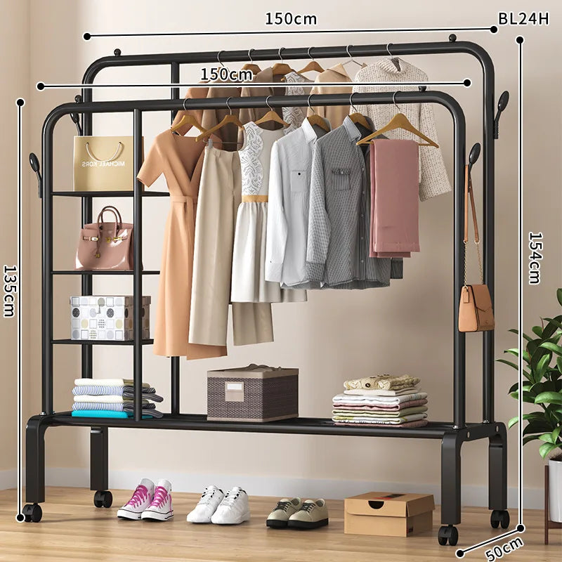 Freestanding clothes organizer for easy drying and hanging clothes