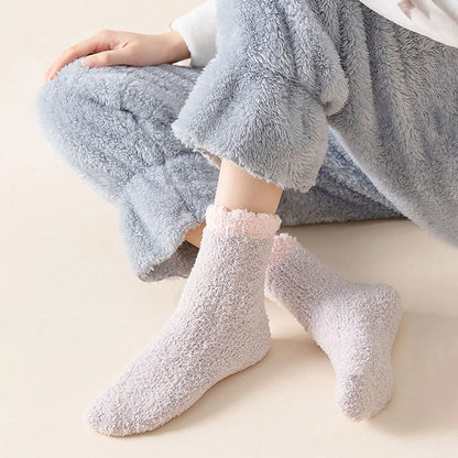 4 Pairs Women’s Fuzzy Socks – Warm, Thick & Soft