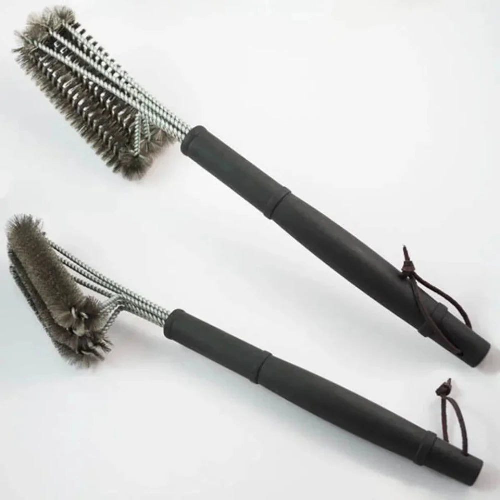 BBQ grill cleaning brush with stainless steel bristles