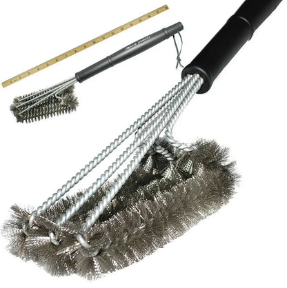 BBQ grill cleaning brush with stainless steel bristles