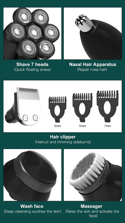 5-in-1 electric shaver with 7D floating head—smooth and easy
