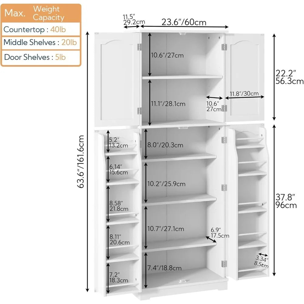 High kitchen cabinet with enclosed shelving for tidy pantry space