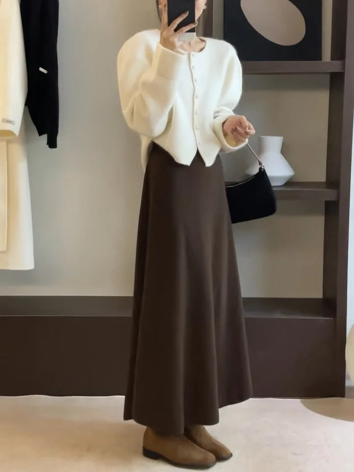 Women’s Korean-style pure wool swing skirt