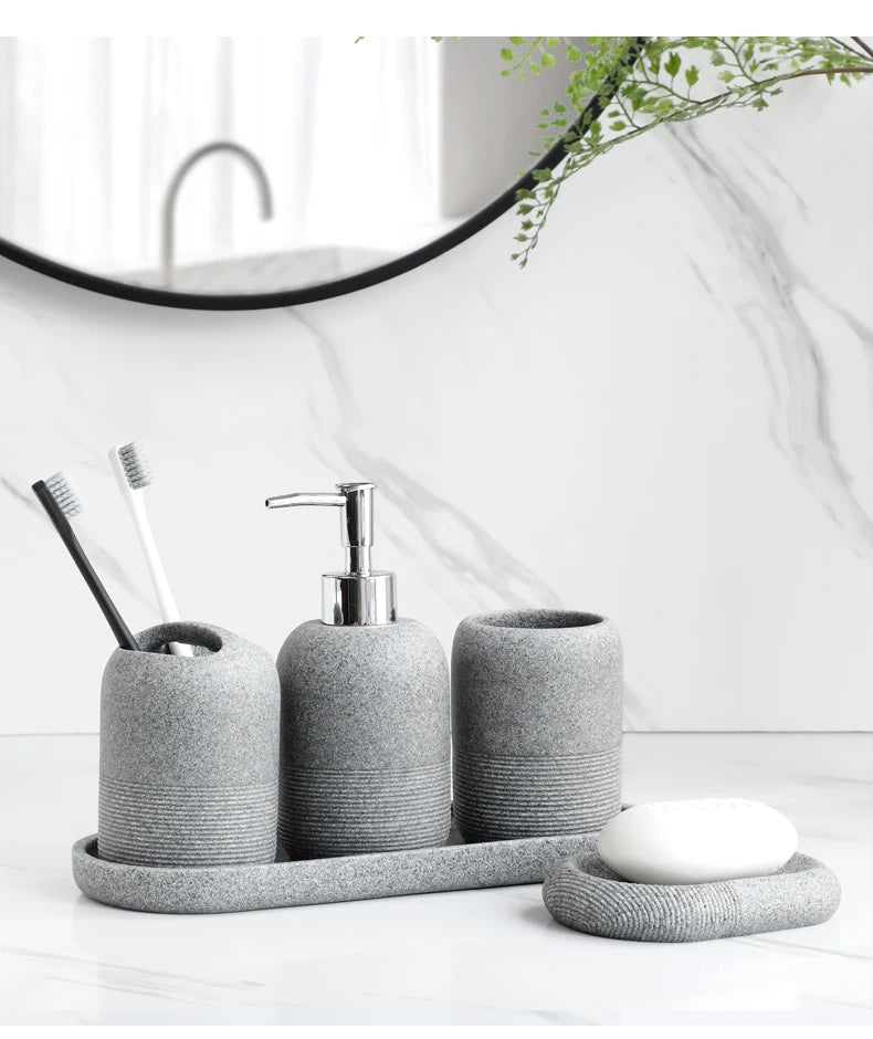 Functional 5-piece set for modern bathroom organization
