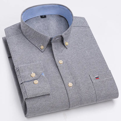 Smart casual cotton shirt with long sleeves, perfect for office or daily wear