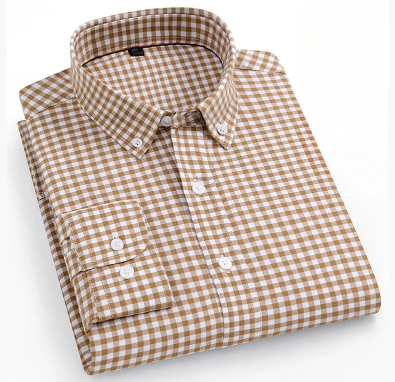 Premium 100% cotton Korean plaid shirt—slim fit, stylish, and comfortable
