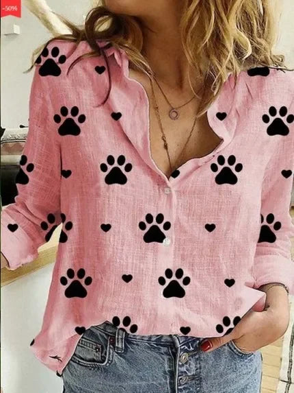 Women’s vintage cotton linen long-sleeve blouse
