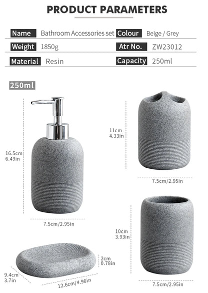 Functional 5-piece set for modern bathroom organization