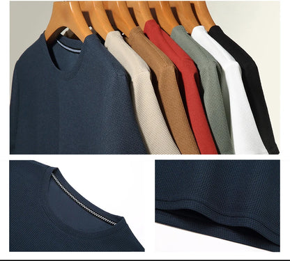 Men’s summer waffle round-neck T-shirt