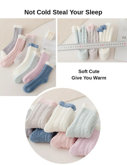 4 Pairs Women’s Fuzzy Socks – Warm, Thick & Soft