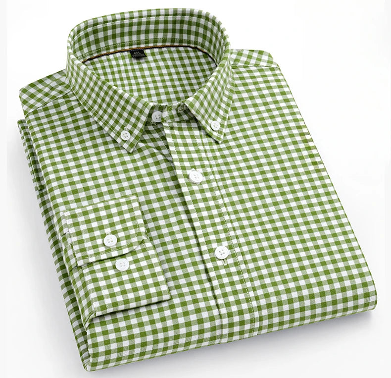 Premium 100% cotton Korean plaid shirt—slim fit, stylish, and comfortable